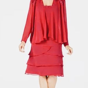 NEW!! S L Fashions 2 piece coral dress